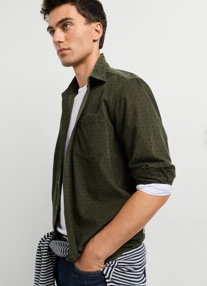 REGULAR FIT PRINTED CORDUROY SHIRT