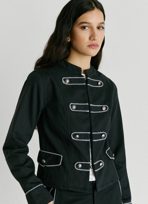 TWILL JACKET WITH MAO COLLAR