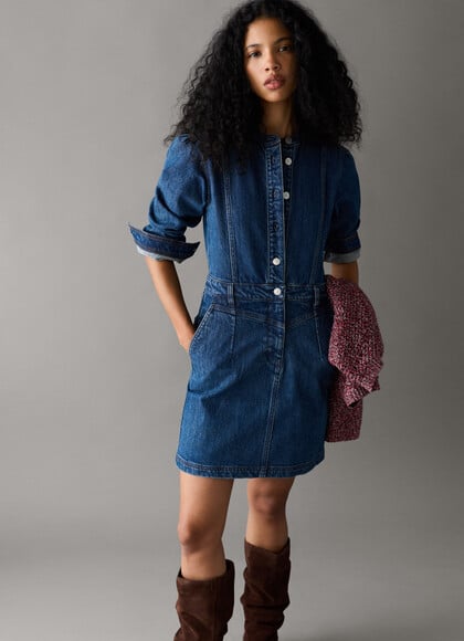 RELAXED FIT DENIM MINI DRESS