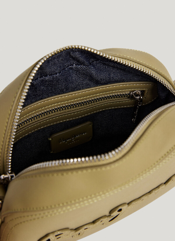 LEATHER EFFECT SHOULDER BAG WITH LOGO
