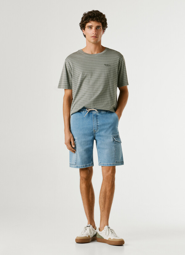 SLIM FIT DENIM CARGO SHORTS