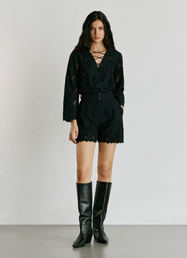 SHORTS WITH OPENWORK DETAILS