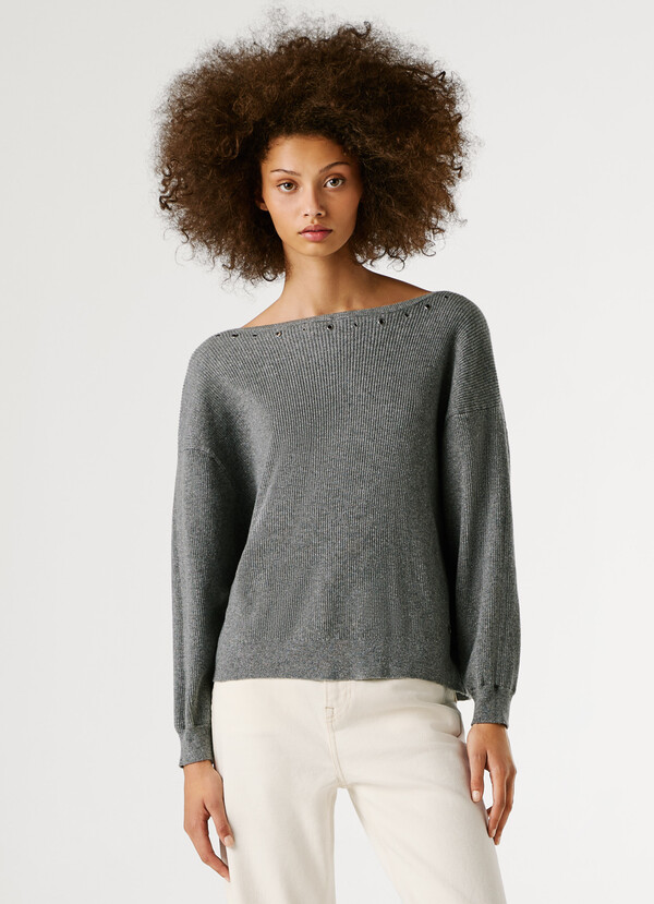 BOAT NECK RIBBED JUMPER