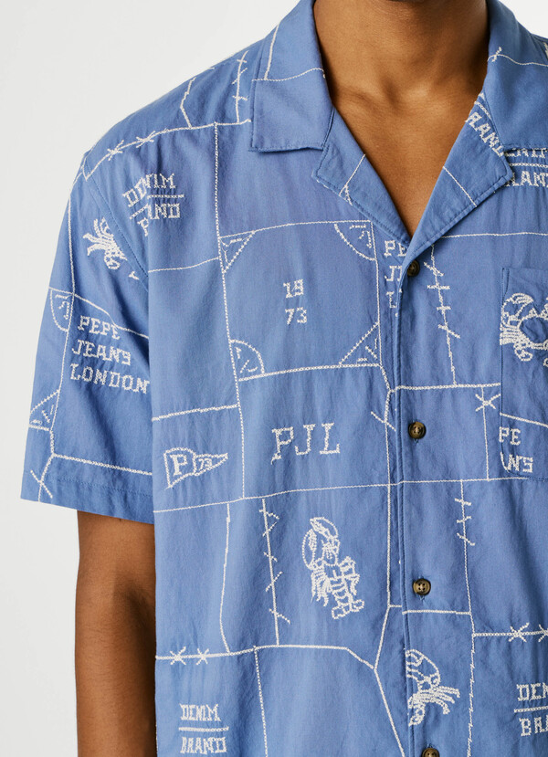 POPLIN SHIRT WITH CUBAN COLLAR