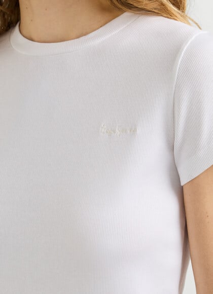 RIBBED EMBROIDERED LOGO T-SHIRT