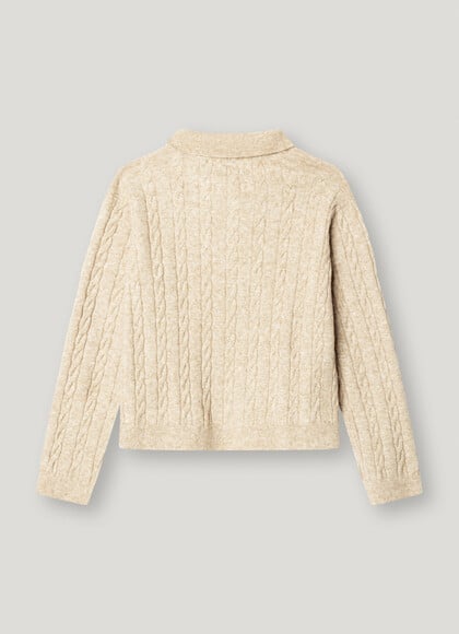 CABLE KNIT POLO COLLAR JUMPER