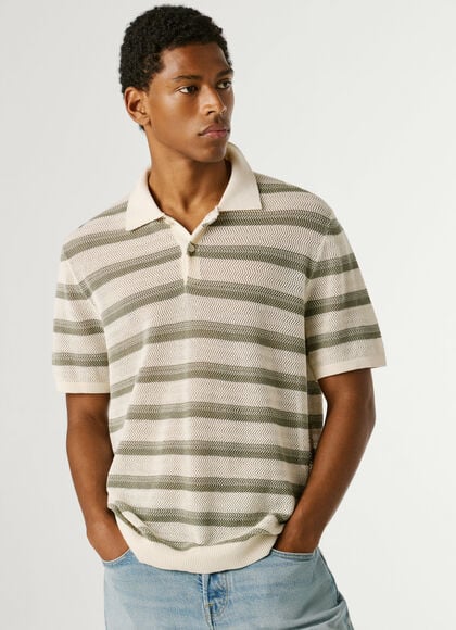 STRIPED KNIT POLO