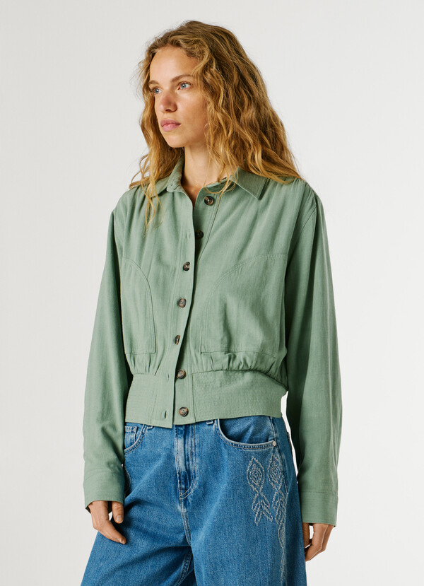 BOMBER JACKET WITH SHIRT COLLAR