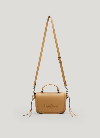 LEATHER EFFECT SHOULDER BAG WITH FLAP