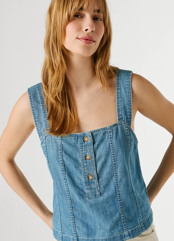 REGULAR FIT DENIM TOP