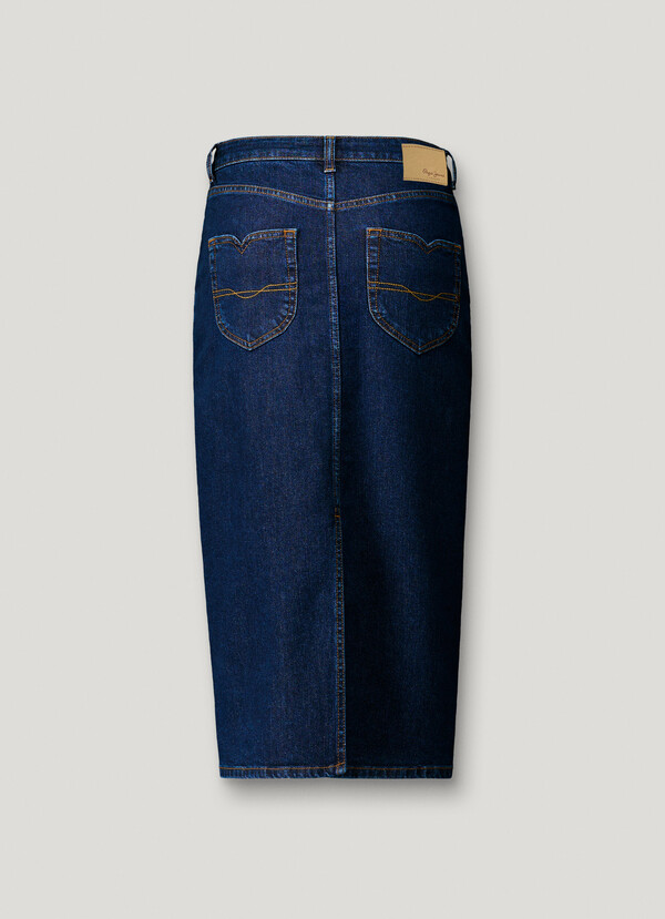 SLIM FIT DENIM MIDI SKIRT