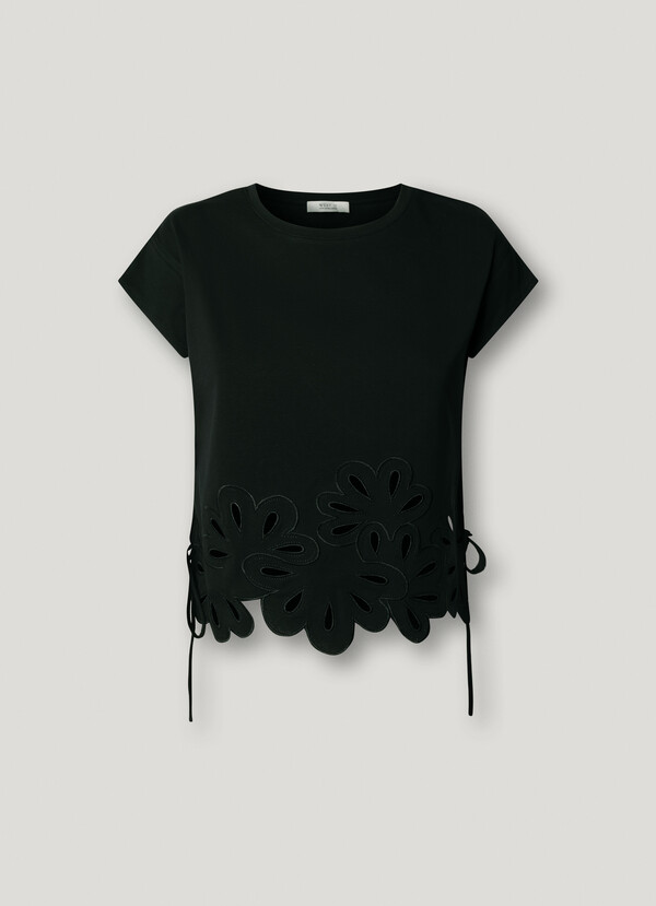 T-SHIRT WITH OPENWORK FLOWERS