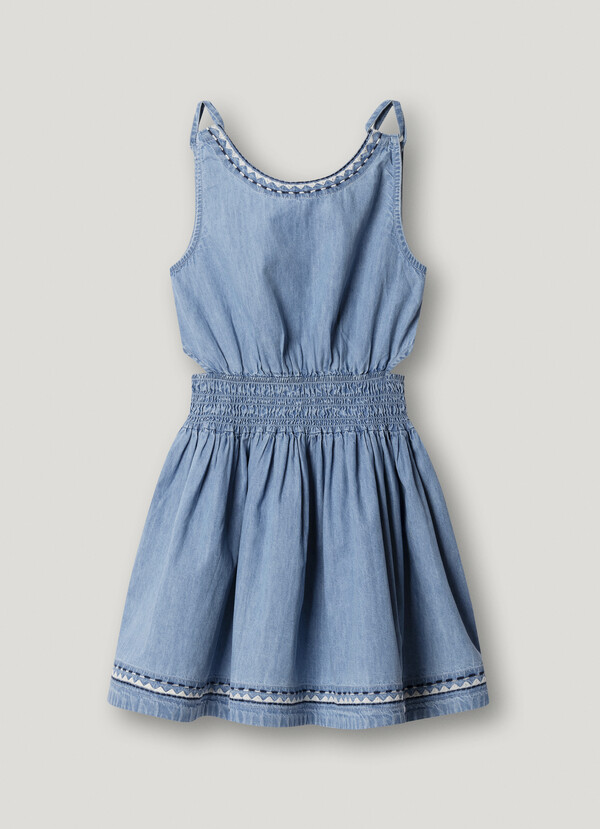 DENIM STRAPPY MINI DRESS