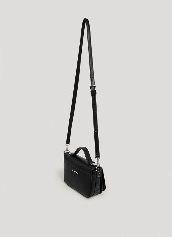 LEATHER EFFECT SHOULDER BAG WITH FLAP