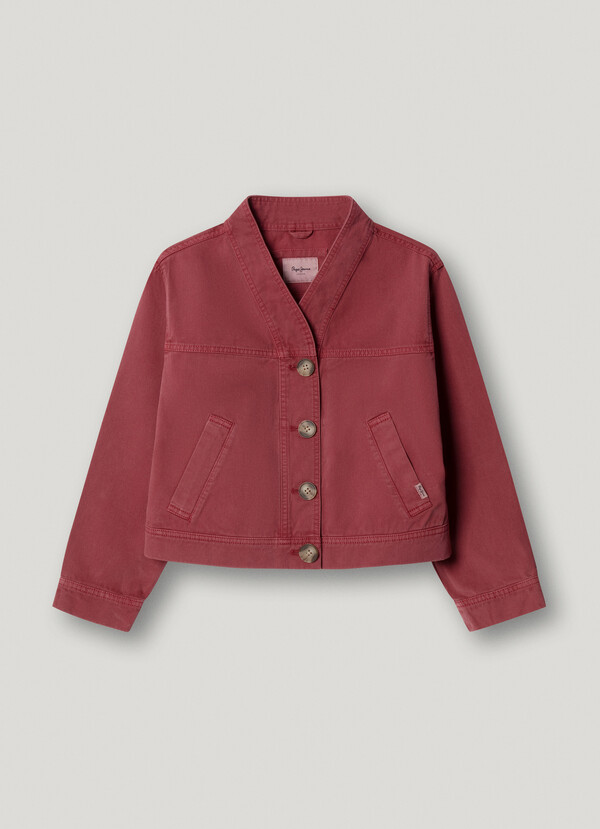 V-NECK GARMENT DYED JACKET