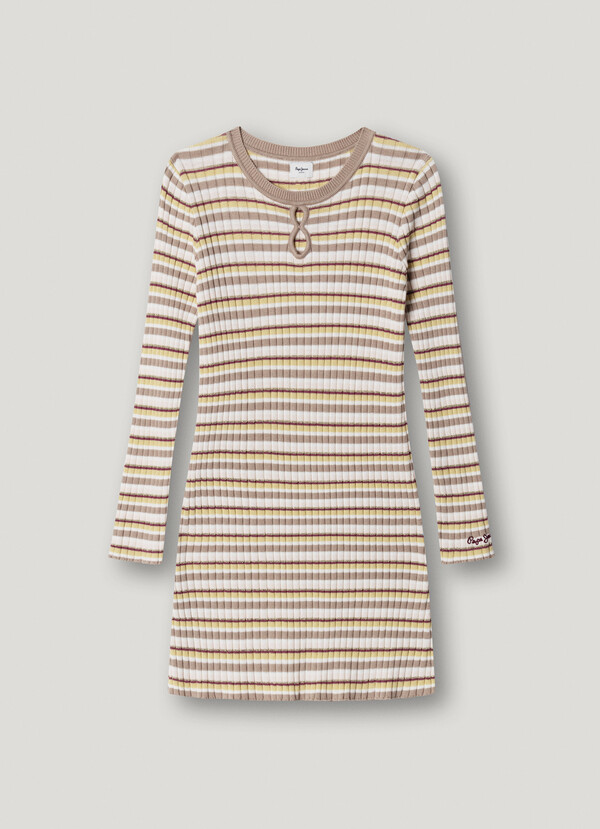 STRIPED RIBBED MINI DRESS