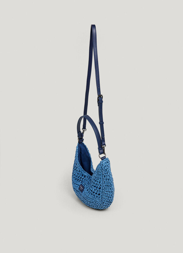 Crescent-Shaped Raffia Handbag