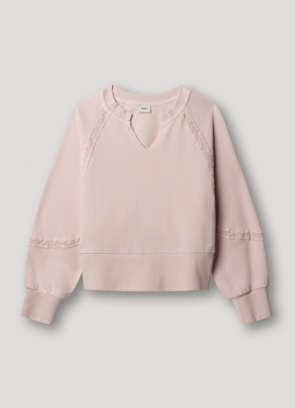CREW NECK SWEATSHIRT WITH LACE
