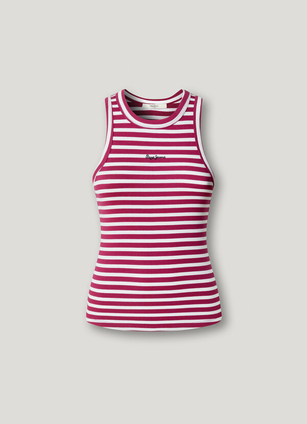 STRIPED RIBBED TOP