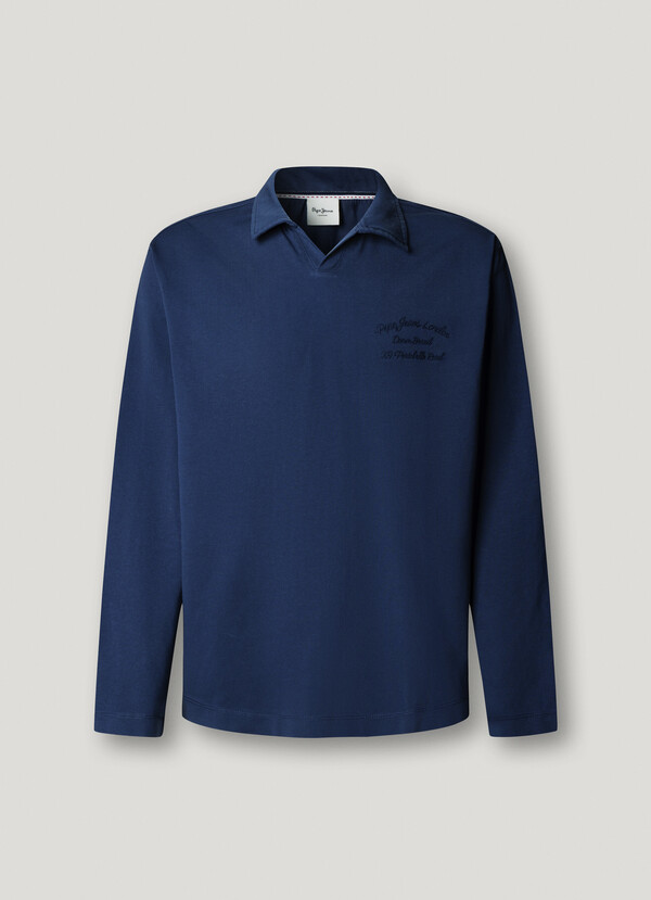 LONG SLEEVE POLO WITH EMBROIDERED LOGO