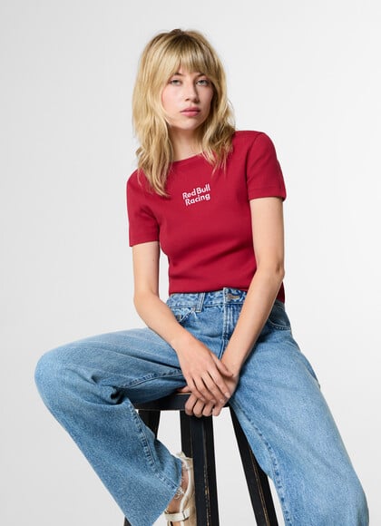 RIBBED EMBROIDERED LOGO T-SHIRT