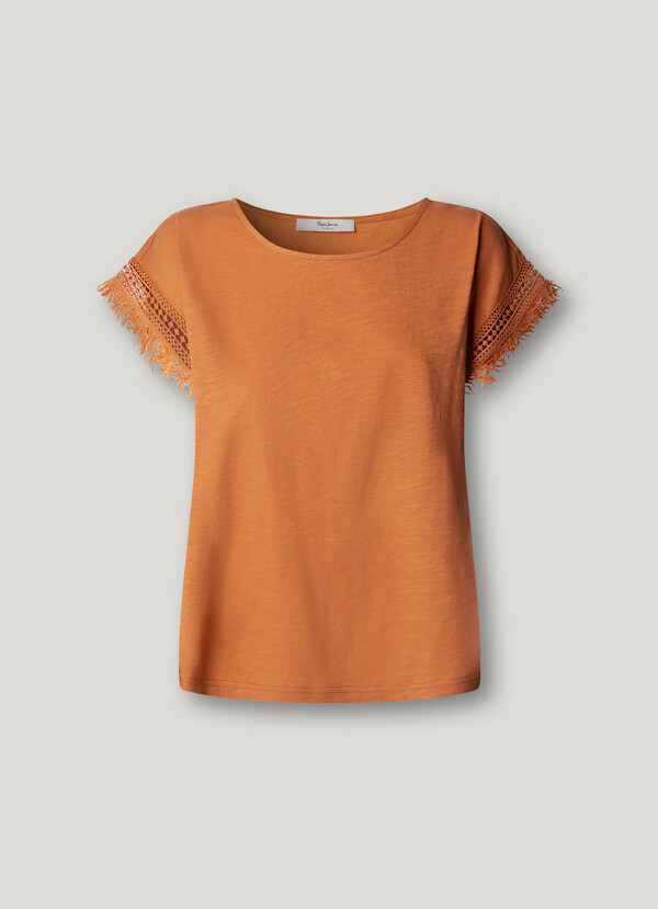 CREW NECK T-SHIRT WITH FRINGES