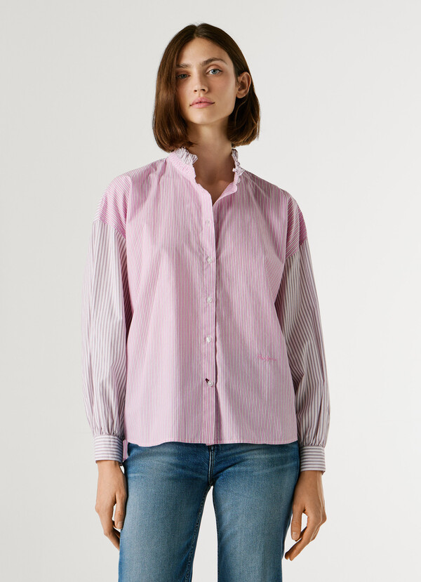 STRIPED POPLIN BLOUSE