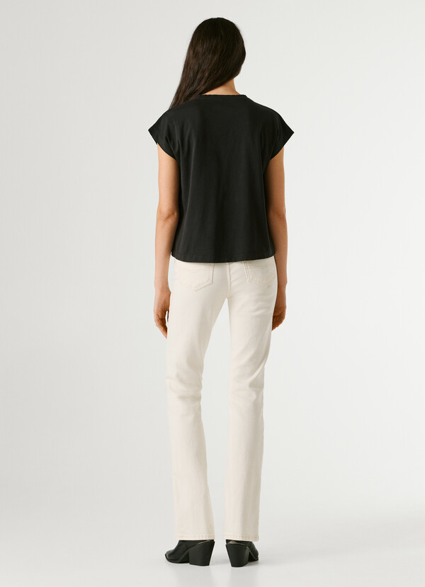 T-SHIRT WITH OPENWORK FLORAL DETAILS