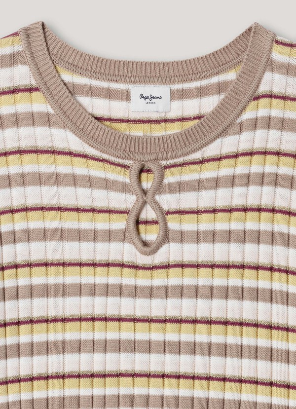 STRIPED RIBBED MINI DRESS