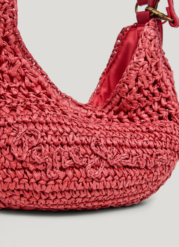 Crescent-Shaped Raffia Handbag
