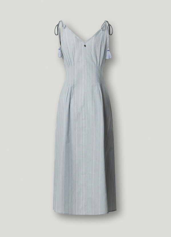 STRIPED MIDI DRESS
