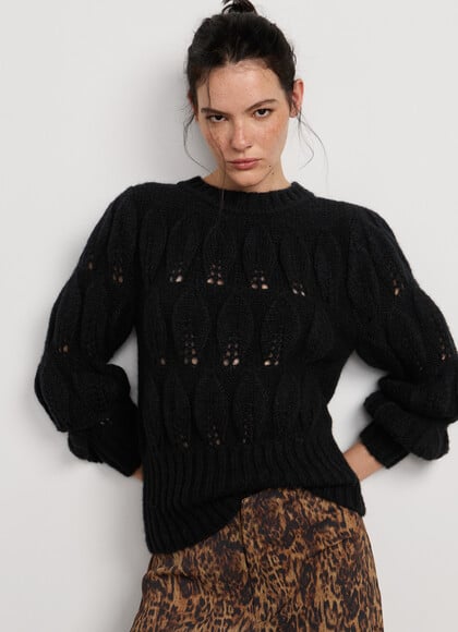 HIGH NECK CABLE KNIT JUMPER