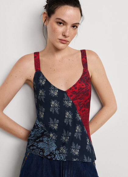 PATCHWORK PRINT STRAPPY TOP