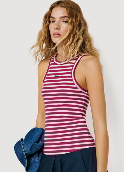 STRIPED RIBBED TOP