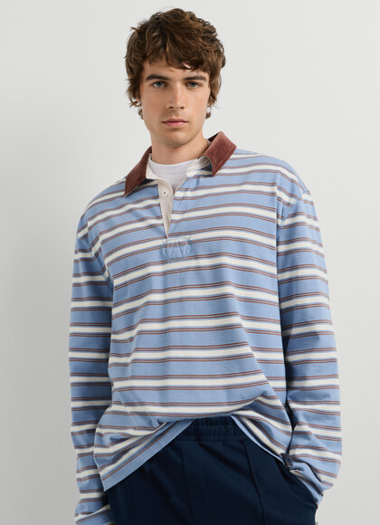 CASUAL FIT LONG SLEEVE RUGBY POLO