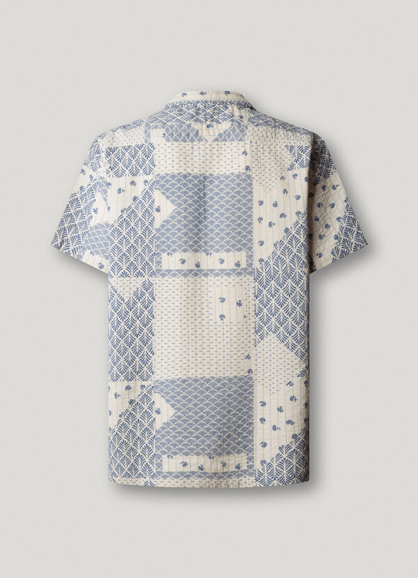 PATCHWORK SHIRT WITH CUBAN COLLAR