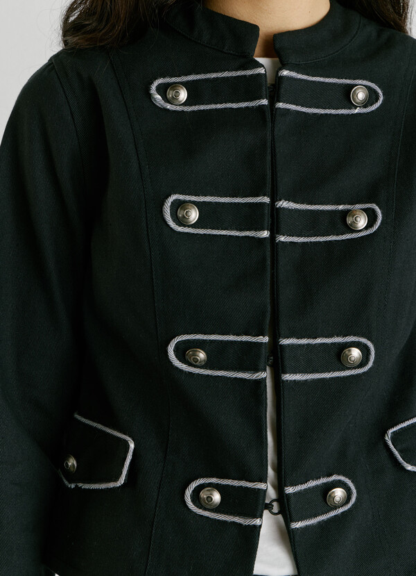 TWILL JACKET WITH MAO COLLAR