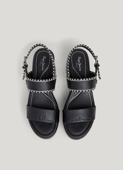 WEDGE SANDALS WITH BUCKLE CLOSURE