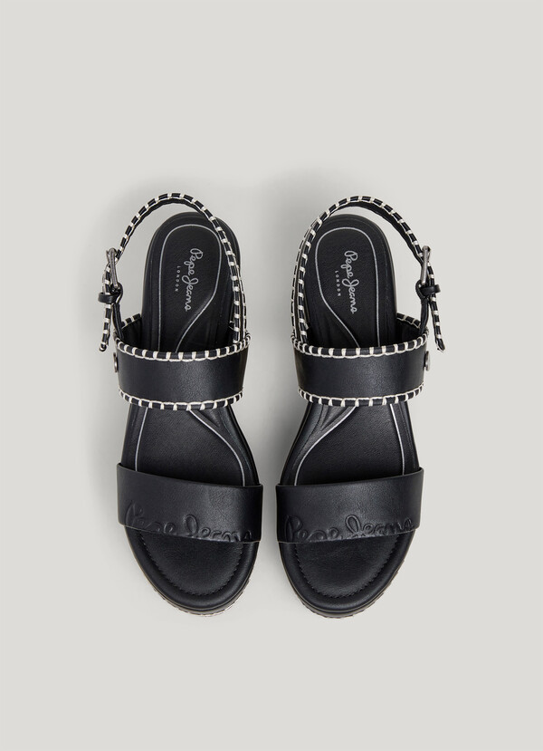 WEDGE SANDALS WITH BUCKLE CLOSURE