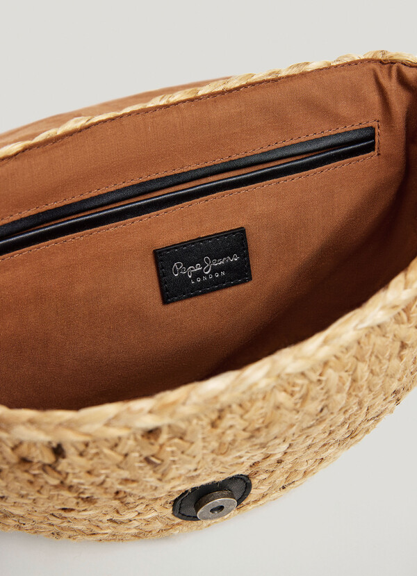 JUTE SHOULDER BAG WITH FLAP