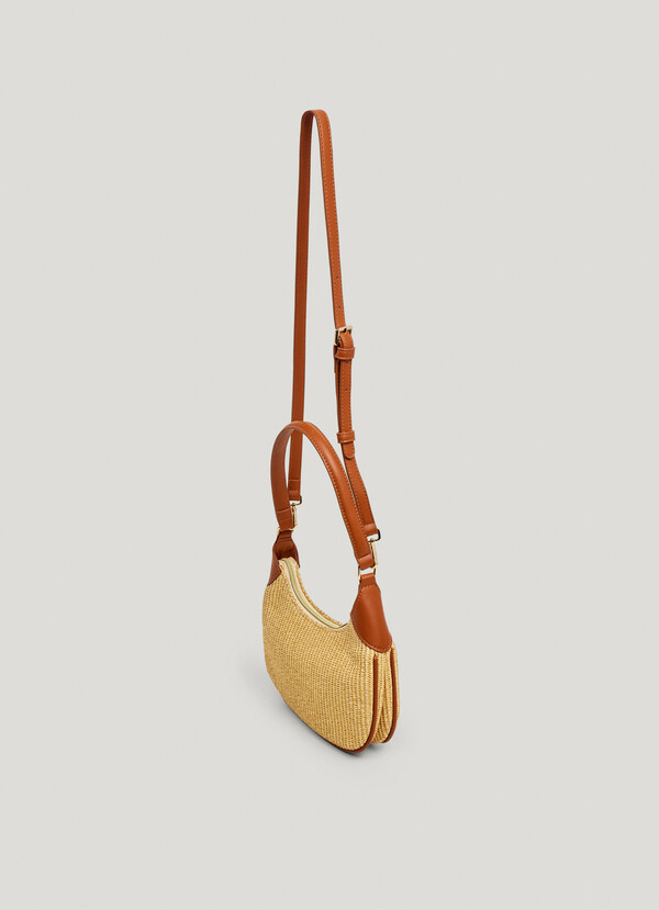 Crescent-Shaped Raffia Handbag