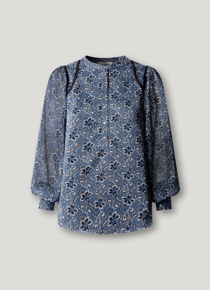FLORAL PRINT CHIFFON BLOUSE