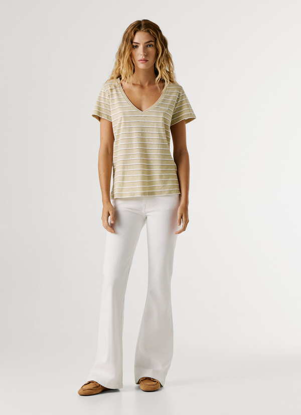 V-NECK STRIPED T-SHIRT
