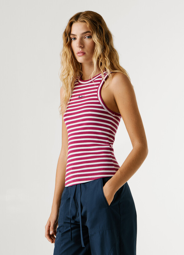 STRIPED RIBBED TOP