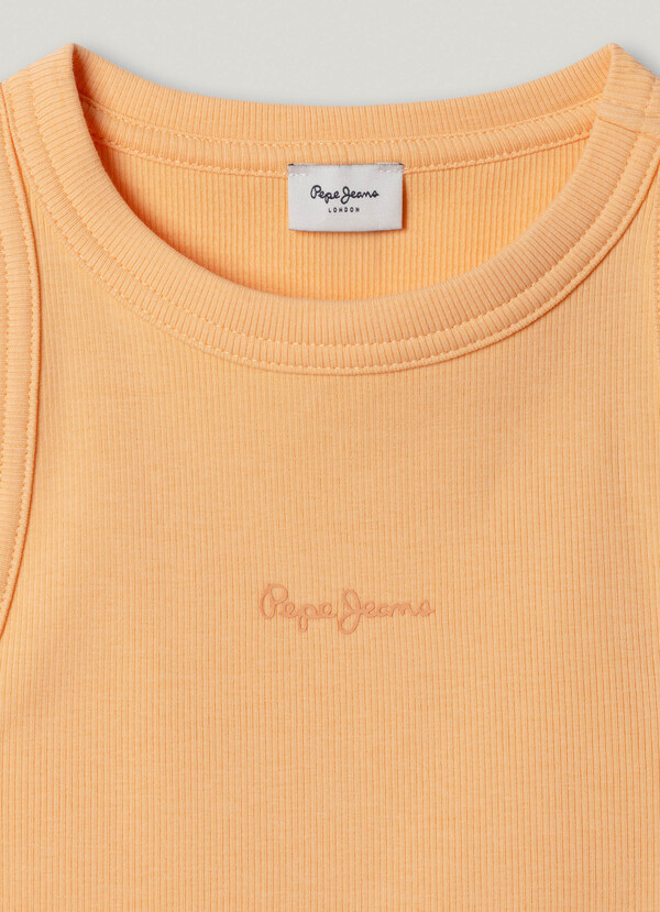 RIBBED LOGO PRINT T-SHIRT