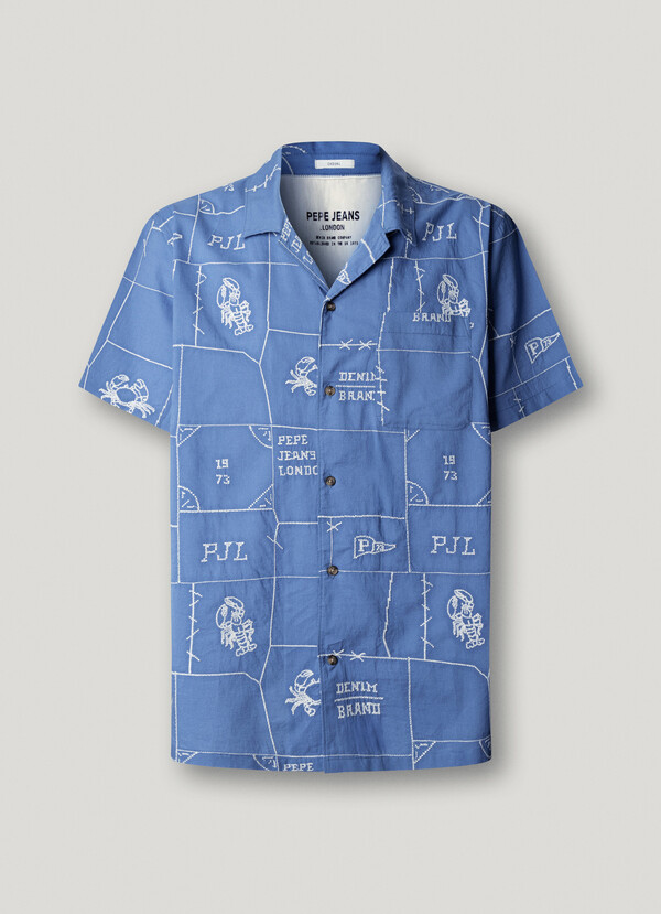 POPLIN SHIRT WITH CUBAN COLLAR