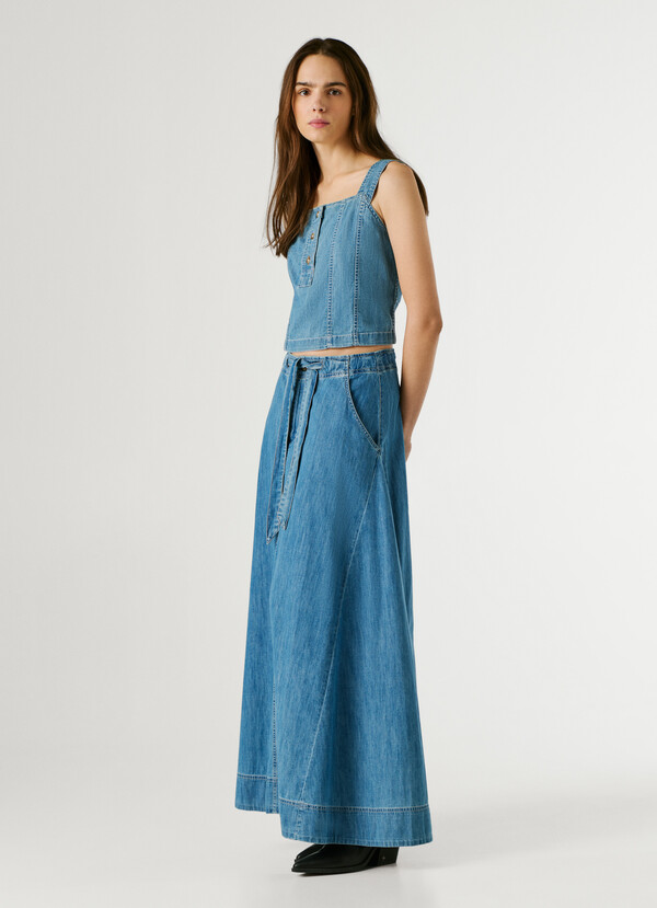 REGULAR FIT DENIM MAXI SKIRT