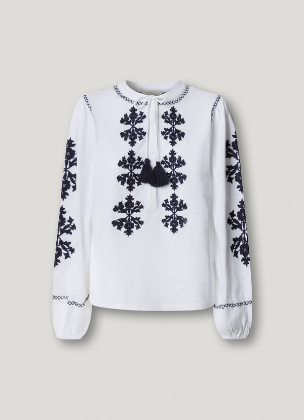 BLOUSE WITH FLORAL EMBROIDERY