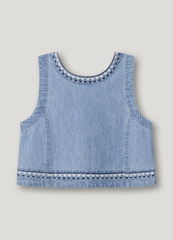 SLEEVELESS DENIM TOP
