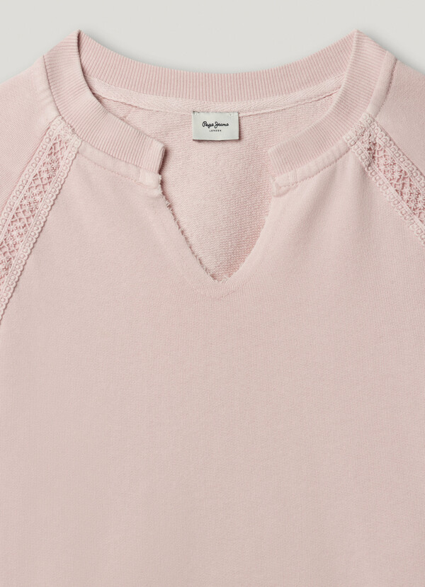 CREW NECK SWEATSHIRT WITH LACE